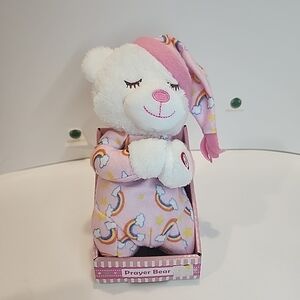 Prayer Bear Plush Toy - Pink Rainbow Sleepy Bear